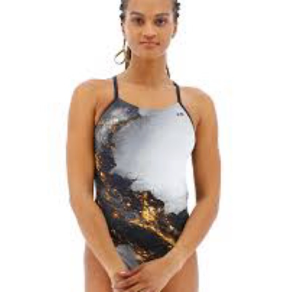 TYR Artistic Black and Gold One Piece Swimsuit